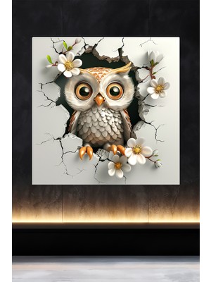 Lucena Metal Tablo Duvardaki Delik Koleksiyonu - Baykuş 2