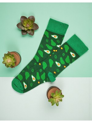 G Socks Yeşil Avokado Desenli Renkli Çorap
