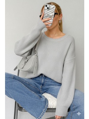 Yuga Knitting Triko Kazak Kadın Bisiklet  Yaka Selanik Örgü Basic Günlük Rahat Kalıp Yumuşak