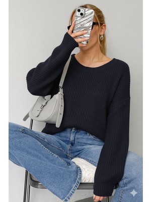 Yuga Knitting Triko Kazak Kadın Bisiklet  Yaka Selanik Örgü Basic Günlük Rahat Kalıp Yumuşak