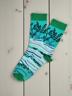 G Socks Nehir, Ağaç ve Yosun Desenli Renkli Çorap