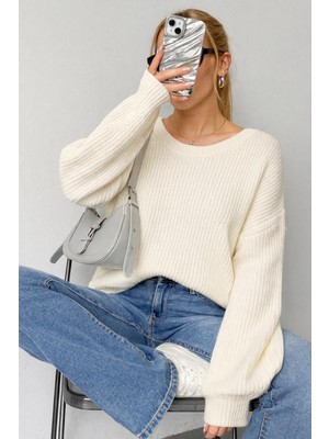 Yuga Knitting Triko Kazak Kadın Bisiklet  Yaka Selanik Örgü Basic Günlük Rahat Kalıp Yumuşak