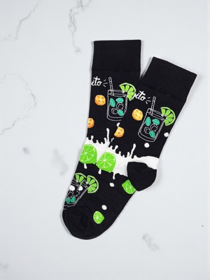 G Socks Siyah Mojito Desenli Renkli Çorap