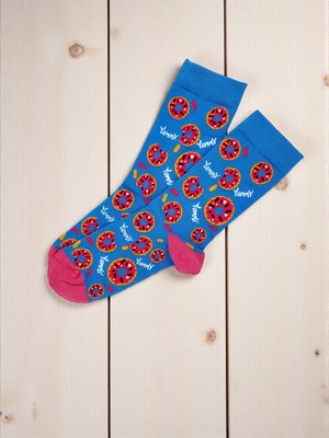 G Socks Mavi Donut Desenli Renkli Çorap