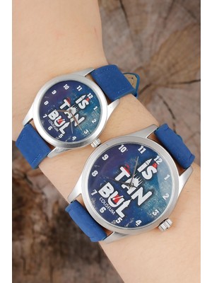 Arenes Istanbul Tasarım Lacivert Deri Kordonlu Sevgili Saatleri - Lisinya