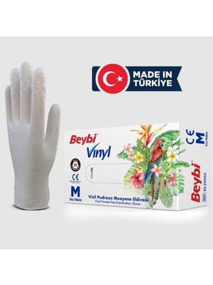 Beybi Vinyl S Vinil Pudrasız Muayene Eldiven 100'LÜK Kutu