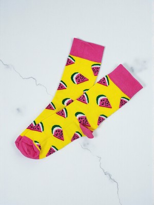 G Socks Sarı Karpuz Desenli Renkli Çorap