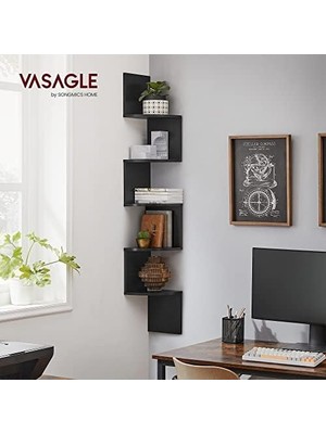 Aydenstore Köşe Rafı, 5 Raflı Duvar Rafı, Asma Raf, Mutfak, Yatak Odası, Oturma Odası, Çalışma Odası, Ofis Için, Siyah LBC20BK