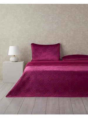 Aydenstore Diamant Kadife Size Yatak Örtüsü Takımı 240X220 cm Fuşya