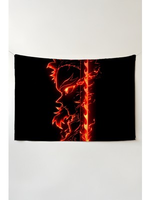 Charmbi Demon Slayer Duvar Örtüsü – Çok Renkli Anime Temalı Kumaş Oda Dekoru Tapestry