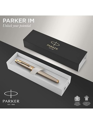 Aydenstore Im Brushed Metal Altın Tasarımlı Dolma Kalem, Orta Kalınlıkta Uç, Mavi Mürekkep (1931656)