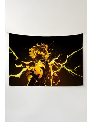 Charmbi Demon Slayer Duvar Örtüsü – Çok Renkli Anime Temalı Kumaş Oda Dekoru Tapestry