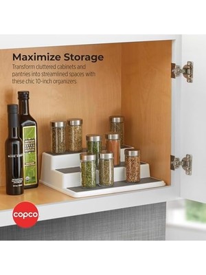 Aydenstore Kaymaz 3 Katlı Baharat Kiler Mutfak Dolabı Düzenleyici, 2'li Paket, Gri 2