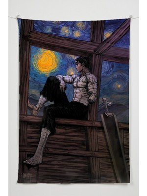 Charmbi Berserk Duvar Örtüsü – Çok Renkli Anime Temalı Kumaş Oda Dekoru Tapestry