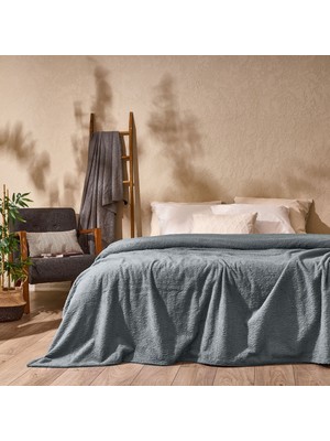 Dinarsu Sherpa Çift Kişilik Battaniye - Gri - 180X220 cm