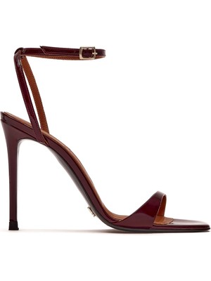 Jabotter %100 Deri Bordo Kadın Topuklu Ayakkabı Amour Rugan 10 cm