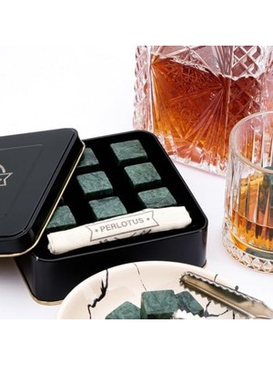 Aydenstore Granit Eskitme Viski Taşı Metal Kutulu, Doğal, Sulandırmadan Soğutur (9 Adet) Yeniyıl Yılbaşı Hediye