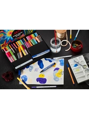 Aydenstore Keçe Uçlu Set Arty - Birinci Sınıf Keçeli Kalemler, Kalın Kesik Uçlu ve Premium Keçeli Kalem Esnek Fırça Uçlu - 55'li Paket - Çeşitli Renkler