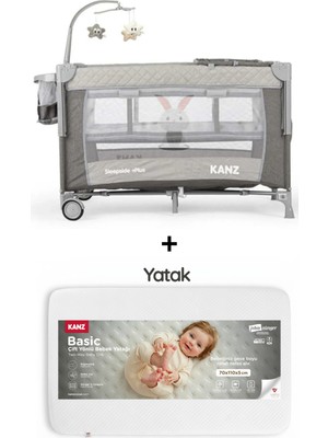 Kanz Sleepside +Plus Anne Yanı Park Yatak Gri - Yatak