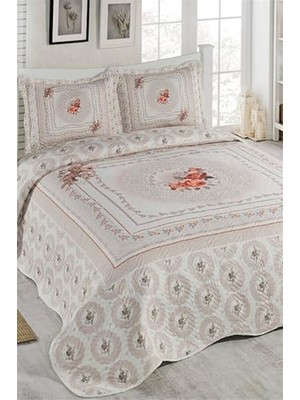 Aydenstore Örtüm Çift Kişilik Kapitone Yatak Örtüsü Takımı Bej