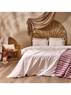 Evidea Soft Elenya Çift Kişilik Nevresim Takımı - Beyaz