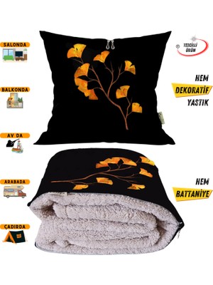 Caisya Home Sonbahar Desenli Opsiyonel Yastık Içinde Tv Battaniyesi 110 x 170 cm