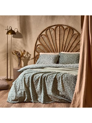 Evidea Soft Sylvara Çift Kişilik Nevresim Takımı - Ekru / Yeşil