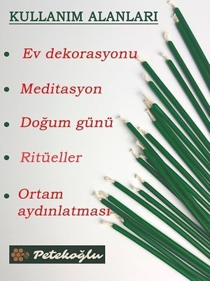 Aydenstore (40 Adet Yeşil) Mum Dilek Mumu Doğal Petek Ince Uzun Parti Rituel Doğum Günü Mumu Beeswax Candle