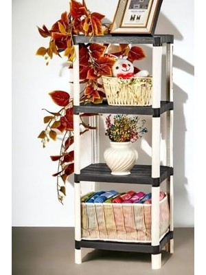 Aydenstore 4 Raflı Ahşap Desenli Dekoratif Raf Ünitesi, Genişlik 38 Cm, Derinlik 29 Cm, Yükseklik 100 cm