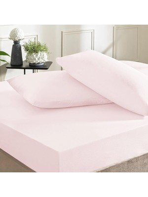 Aydenstore Basic Düz Pamuk Çarşaf, Pudra, Tek Kişilik