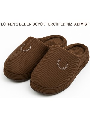 Adımist Erkek Kışlık Yumuşak Kadife Içi Fitilli Gondol Kürklü Ev Terliği (1 Beden Büyük Tercih Ediniz.)