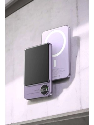 22.5W Magsafe Kablosuz Şarjlı Powerbank Dijital Ekran ve Hızlı Şarj ( Lisinya )