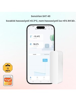 Aydenstore Pilli Sıcaklık ve Nem Sensörü (- Smartlife, ZIGBEE2MQTT Uyumlu)