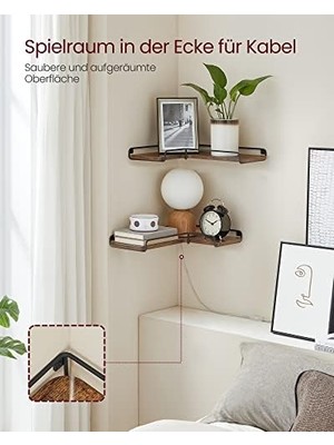 Aydenstore Vasagle L Şeklinde Köşe Rafları, 2'li Set, Duvar Rafları, Yüzen Raflar, Endüstriyel Tarz, Oturma Odası, Yatak Odası, Mutfak, Yumuşak Kahverengi ve Siyah LLS831B01