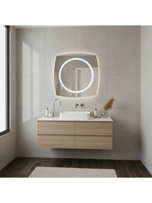 Aypars Atölye Modern LED Işıklı Kare Ayna – Dekoratif Duvar Aynası