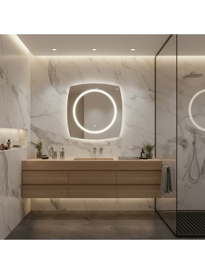 Aypars Atölye Modern LED Işıklı Kare Ayna – Dekoratif Duvar Aynası