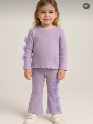 Kolları Çiçekli Kız Çocuk Rahat Kaşkorse Kumaş Takım