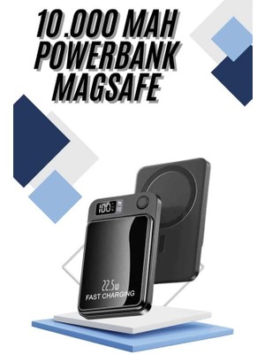Magsafe Powerbank 10.000 Mah 22.5 Watt Hızlı Şarj Göstergeli Kablosuz Taşınabilir Şarj ( Lisinya )