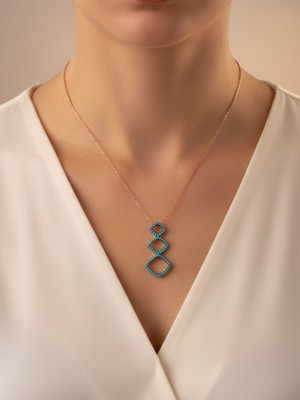 Gümüş Gold Turkuaz Firuze Üçlü Göz Aile Tasarım Kadın Trend Kolye Öğretmenler Günü Hediye