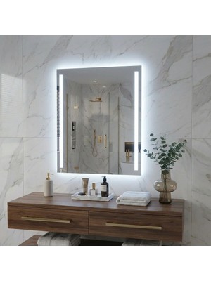 Aypars Atölye LED Işıklı Banyo Aynası – Modern Dikdörtgen Duvar Aynası