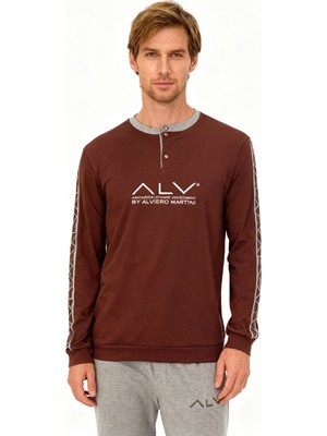 Bonbon Erkek Pamuklu Kahve Desenli Renk Pijama Takımı AL003 V1