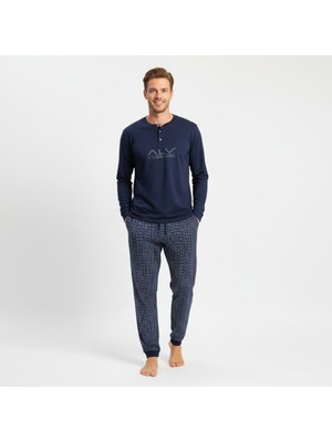 Bonbon Erkek Pamuklu Lacivert Renk Pijama Takımı AL001 V1