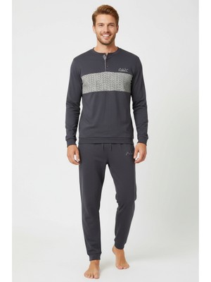 Bonbon Erkek Pamuklu Füme Renk Pijama Takımı AL002 V2