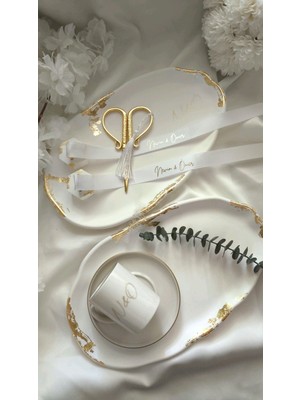 Özalp Decor Gold Detaylı Söz & Nişan Damat Tepsisi – Zarif Tasarım, Yazısız, Özel Günlere Uygun