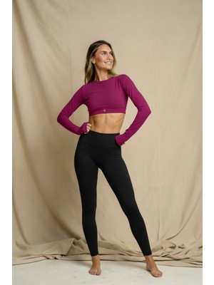 Noon Fit Uzun Kollu Parmak Geçmeli Spor Üst – Yoga & Pilates Crop