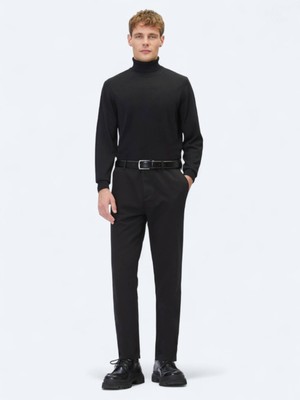 Kip Siyah Dokuma Relaxed Fit Casual Pamuk Karışımlı Pantolon