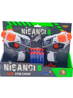 Prestij Oyuncak Nişancı-5 Sünger Atan Dart Tabancası 2'li Set | Yumuşak Dartlı Oyuncak |FAB.6060