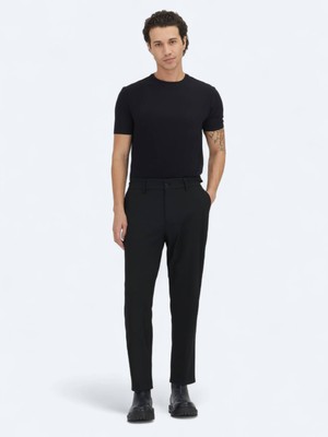 Kip Siyah Dokuma Jogging Fit Casual Pantolon