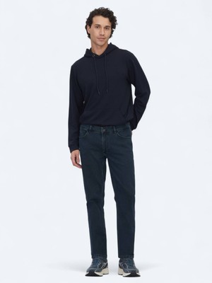 Kip Lacivert Slim Fit Denim Pamuk Karışımlı Pantolon