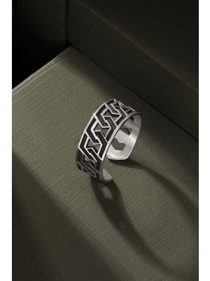 Altıgen Düğüm Model Ayarlanabilir Gümüş Yüzük 18